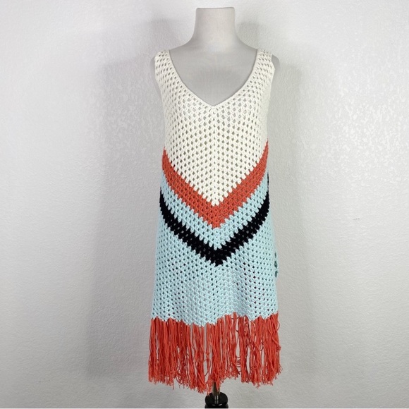 Dresses & Skirts - Handmade Cotton Fringe Multicolor Summer Crochet Dress